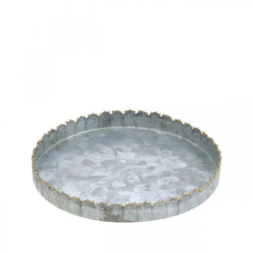 Kulatý kovový tác, talíř na svíčku, dekorace na stůl stříbrná/zlatá Ø15cm V2cm