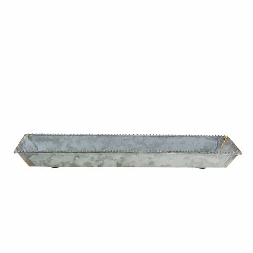 Floristik24 Dekorační tác bílý praný zinek 40cm × 15cm
