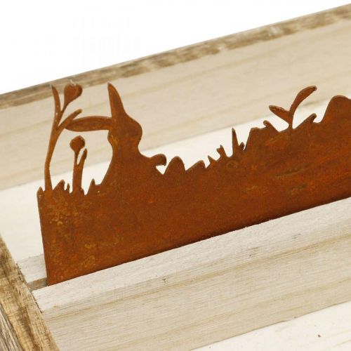 položky Dekorační tác Velikonoční louka, jarní dekorace, dřevěný tác patina 35×15cm