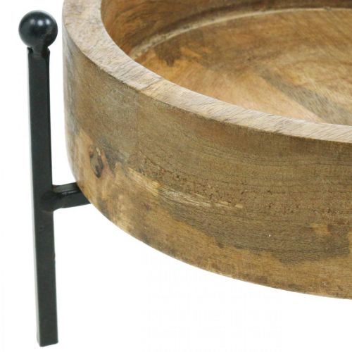 Floristik24 Podnos s nožičkami, dřevěná dekorace kulatý, podnos na výsadbu přírodní, černý Ø25cm H11cm