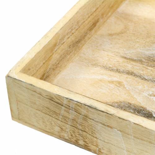 položky Čtvercový dřevěný tác, praný bílý 30 × 30 cm / 25 × 25 cm, sada 2 ks