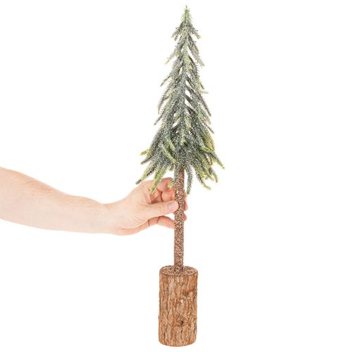 Umělá jedle, ledová úprava, s dřevěným podstavcem, zimní dekorace, 60 cm | Floristik24.cz