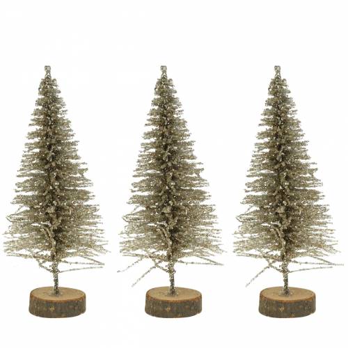Floristik24 Dekorativní vánoční stromeček šampaňské třpytky 8cm 24 ks