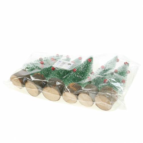 položky Vánoční stromek zelený se sněhem Ø5cm V15cm 6 ks