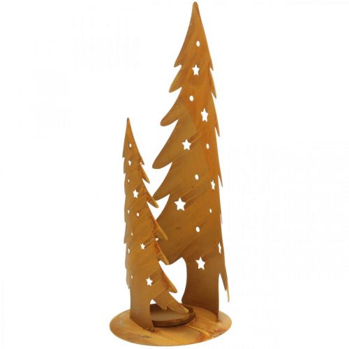 položky Lucerna vánoční stromky, kovová dekorace v patině, Vánoce V46cm Š25,5cm