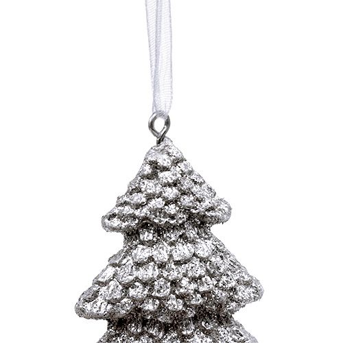 položky Vánoční stromeček stříbrný 6,5cm k zavěšení 6ks