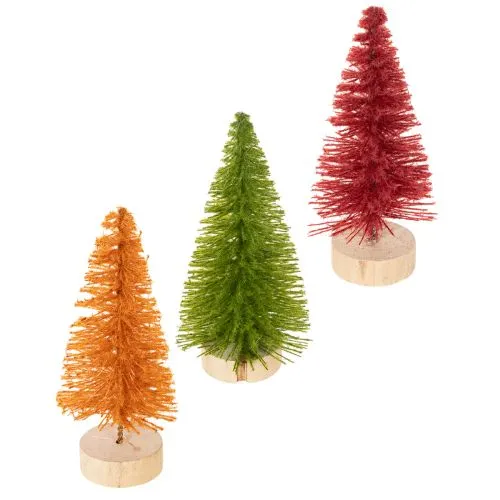 Umělý vánoční stromeček s dřevěným podstavcem, malý, 16 cm, 6 kusů nakoupit | Floristik24.cz