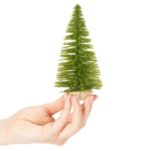 Umělý vánoční stromeček s dřevěným podstavcem, malý, 16 cm, 6 kusů | Floristik24.cz