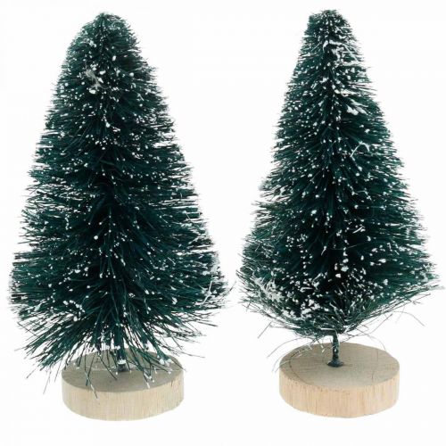 Floristik24 Mini jedle zasněžená, zimní dekorace, vánoční stromek V9,5cm Ø5cm 2ks