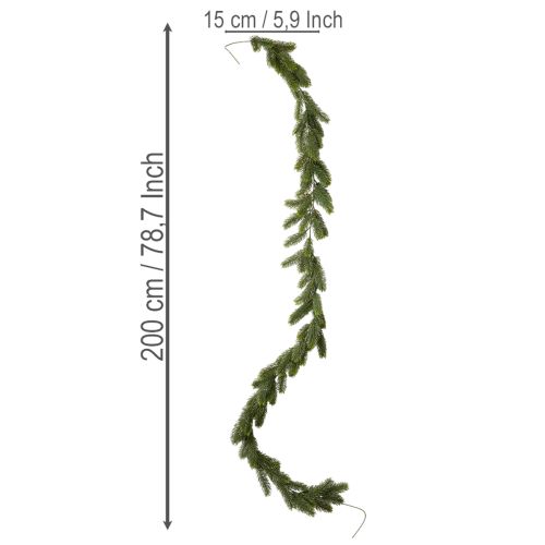 Umělá zelená jedlová girlanda pro slavnostní dekoraci, 200 cm | Floristik24.cz