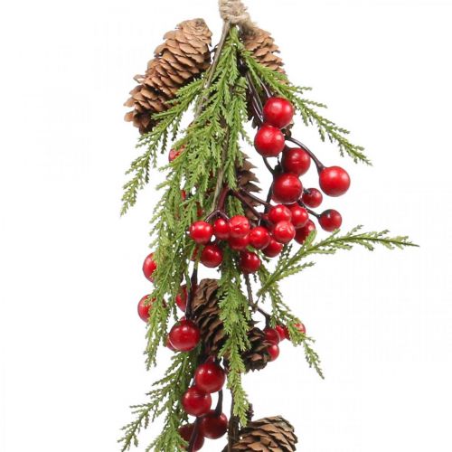 Floristik24 Věšák jedle s bobulemi a šiškami 55cm