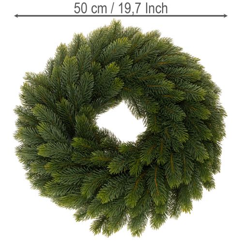 Věnec z umělých jedlových větví, zelený, kulatý, 50 cm | Floristik24.cz