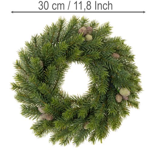 Věnec z umělých jedlových větviček s kužely na dveře nebo stůl, 30 cm | Floristik24.cz