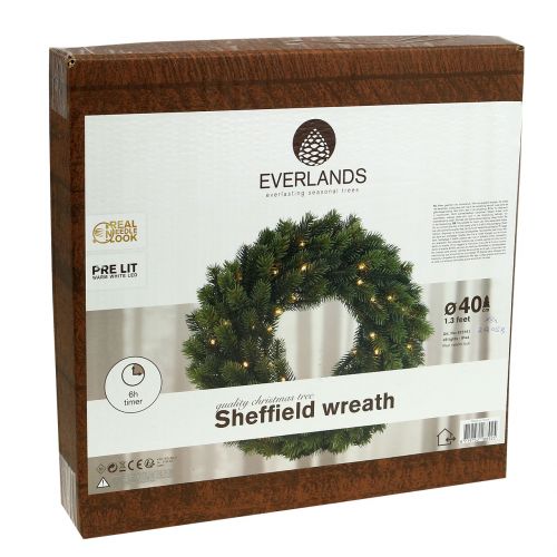 Floristik24 Věnec světel LED zelený Ø40cm 49L