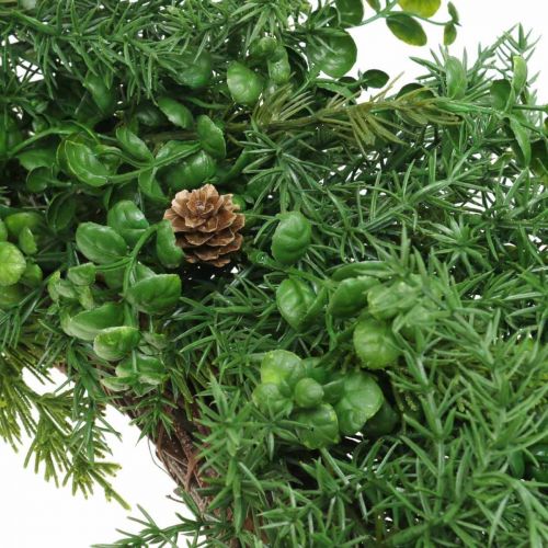 Floristik24 Ozdobný věnec velké jehličnaté větve, šišky a buxus zelený 70cm