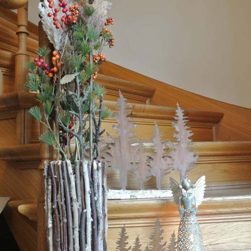 Floristik24 Patina siluety jedle na kmeni břízy 41cm x 36cm