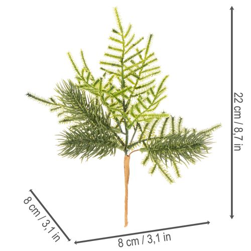 Umělá jedlová větvička pro slavnostní dekoraci, 22 cm, 2 kusy | Floristik24.cz