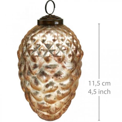 Floristik24 Přívěsek šiška, vánoční ozdoby, podzimní dekorace, pravé sklo, starožitný vzhled Ø7cm V11,5cm 6ks