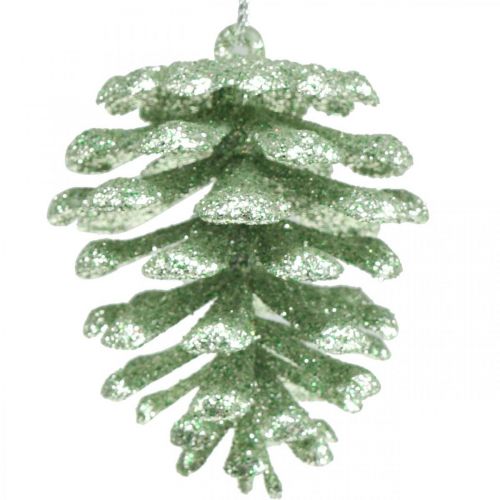 položky Ozdoby na vánoční stromeček deko kužely třpyt mint V7cm 6ks