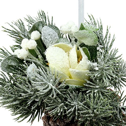 Floristik24 Šišky s ozdobou k zavěšení bílé 25cm - 30cm