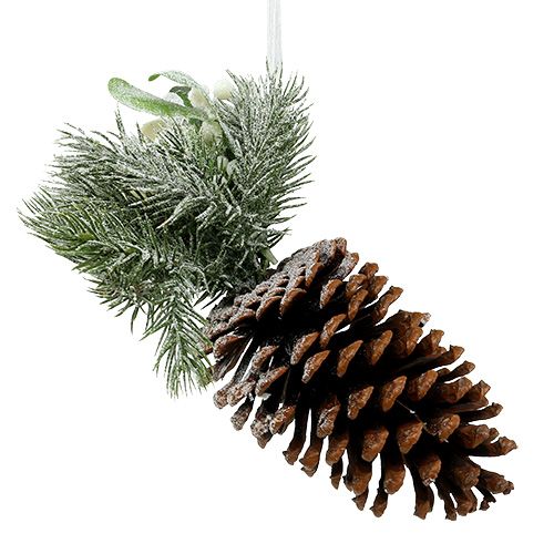 Floristik24 Šišky s ozdobou k zavěšení bílé 25cm - 30cm