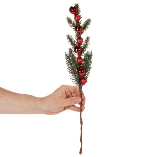 Umělá jedlová větvička s vánočními ozdobami, 48 cm, 2 kusy | Floristik24.cz
