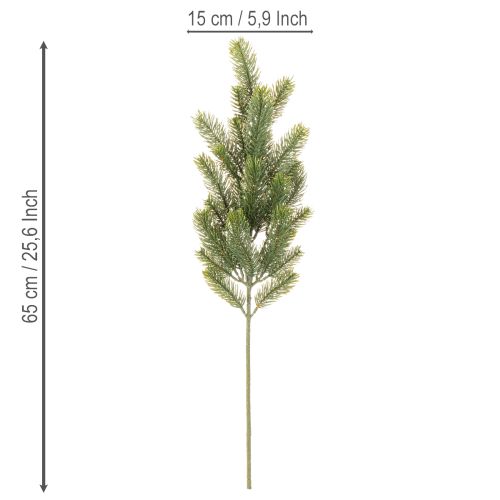 Umělá jedlová větvička, dekorativní větev, umělá jako vánoční dekorace, 65 cm, 3 kusy | Floristik24.cz