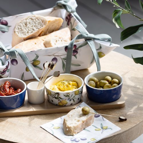 Floristik24 Tapas Set bambusová keramika s citrony a olivami 40 cm