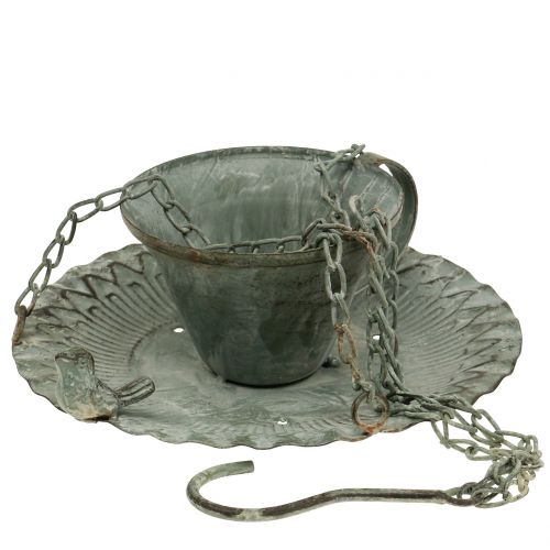 Floristik24 Zahradní dekorační hrnek na zavěšení kovový vintage vzhled Ø21cm