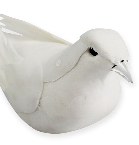 Floristik24 Deko holubice na drátě bílé 16cm 4ks
