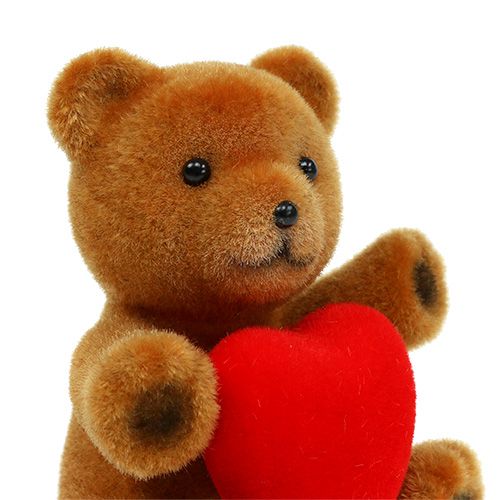 Floristik24 Teddy flocked 10cm se srdíčkem 6ks