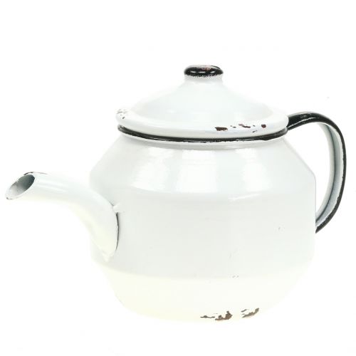 Kovová konvička vintage bílá, černá V14cm