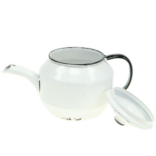 Floristik24 Kovová konvička vintage bílá, černá V14cm