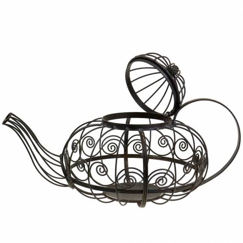 Floristik24 Dekorativní konvička květináč kovová tmavě hnědá Ø28cm V24cm