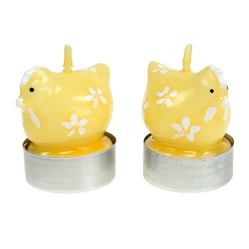 Floristik24 Tea light kuře 5cm žluté 4ks