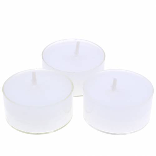 Floristik24 Bílé čajové svíčky v plastové misce 18ks