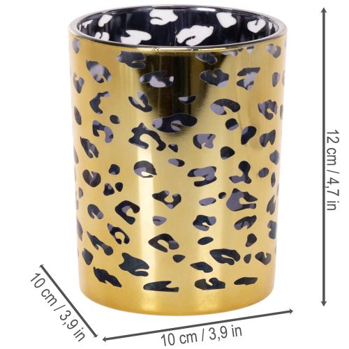 Skleněný stojánek na čajové svíčky s leopardím vzorem na dekoraci stolu, 12 cm | Floristik24.cz