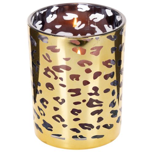 Skleněný stojánek na čajové svíčky s leopardím vzorem na dekoraci stolu, 12 cm | Floristik24.cz