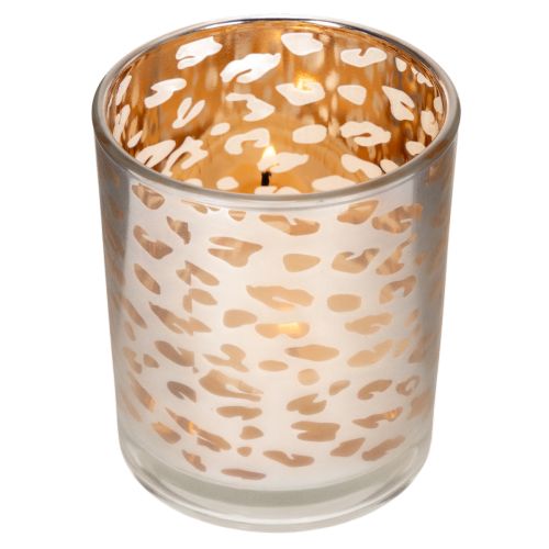 Skleněný svícen na čajové svíčky s leopardím vzorem, dvoubarevný, 8 cm | Floristik24.cz