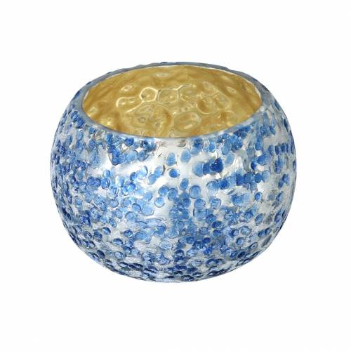 Floristik24 Skleněná lucerna Stříbrná Modrá Ø8,5cm V6cm