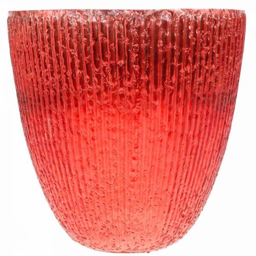 Floristik24 Svíčková skleněná lucerna červená skleněná deco váza Ø21cm V21,5cm