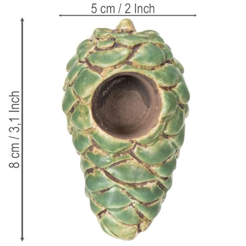 Svícen na čajové svíčky s motivem borové šišky 8 cm, 3 ks | Floristik24.cz