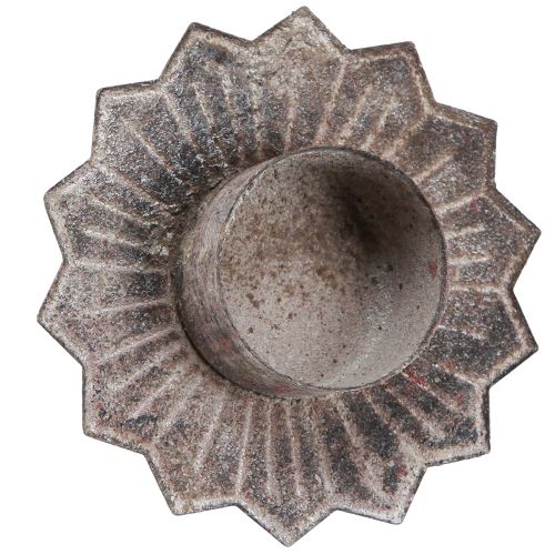 Floristik24 Stojan na čajovou svíčku vintage čajová svíčka na nalepení šedá Ø9cm V8,5cm 4ks