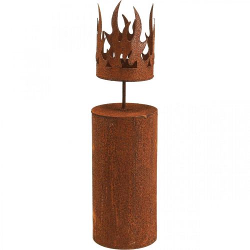 Floristik24 Stojan na čajovou svíčku tvar svíčky rez dekorace patina kov V36cm