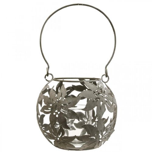 položky Větrná lehká kovová závěsná dekorace dekorativní lucerna šedá Ø14cm H13cm