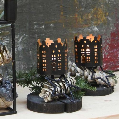 Floristik24 Svícen na čajovou svíčku City Black Ø8cm