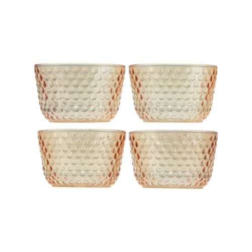 položky Stojan na čajovou svíčku skleněná lucerna retro oranžová Ø8cm V5cm 4ks