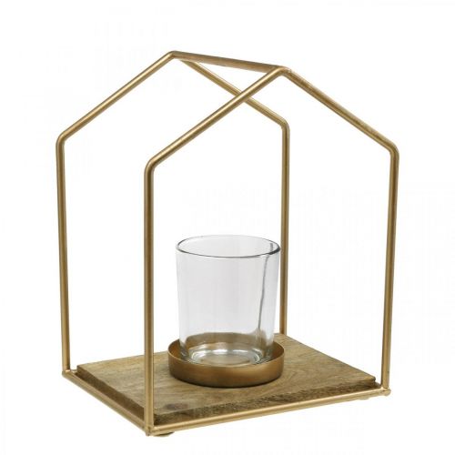 Floristik24 Lampionový domeček kovová dekorace čajová svíčka sklo 20×16×26cm