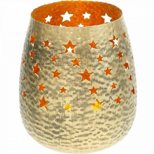 Floristik24 Vánoční dekorace svícen kovový s hvězdičkami zlaté Ø18cm V20cm