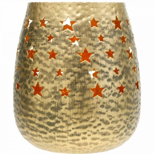 Floristik24 Vánoční dekorace svícen kovový s hvězdičkami zlaté Ø18cm V20cm